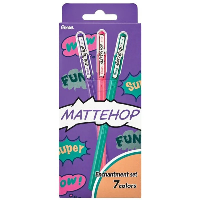 Pentel gelpen K110 Mattehop - Enchantment Set van 7
