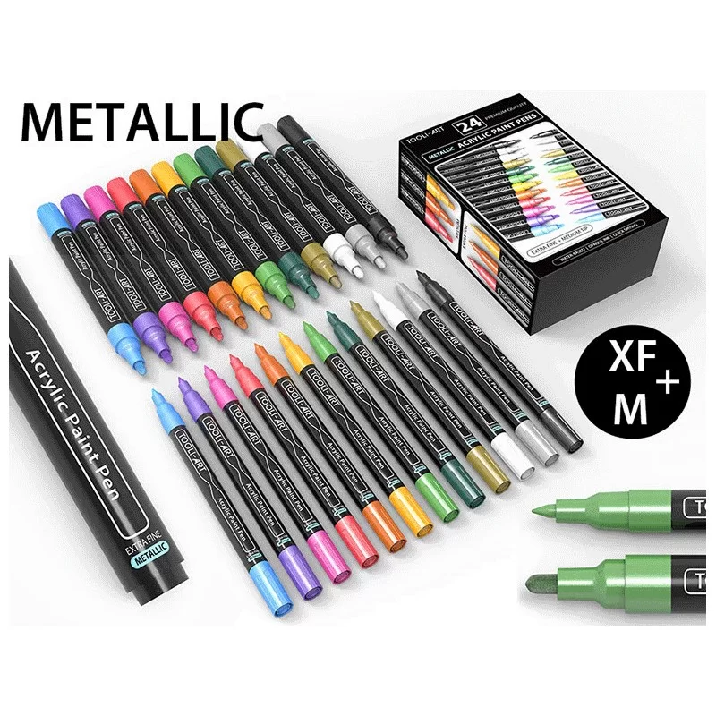 TOOLI Acrylic Marker Set Metallic 24 (12 in 0.7mm and 12 in 3mm)