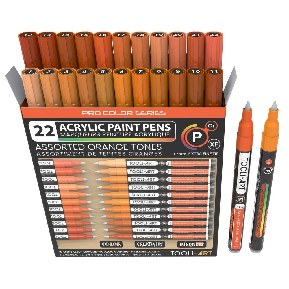 TOOLI Acrylic marker Set Orange 22 colours EF tip 07mm