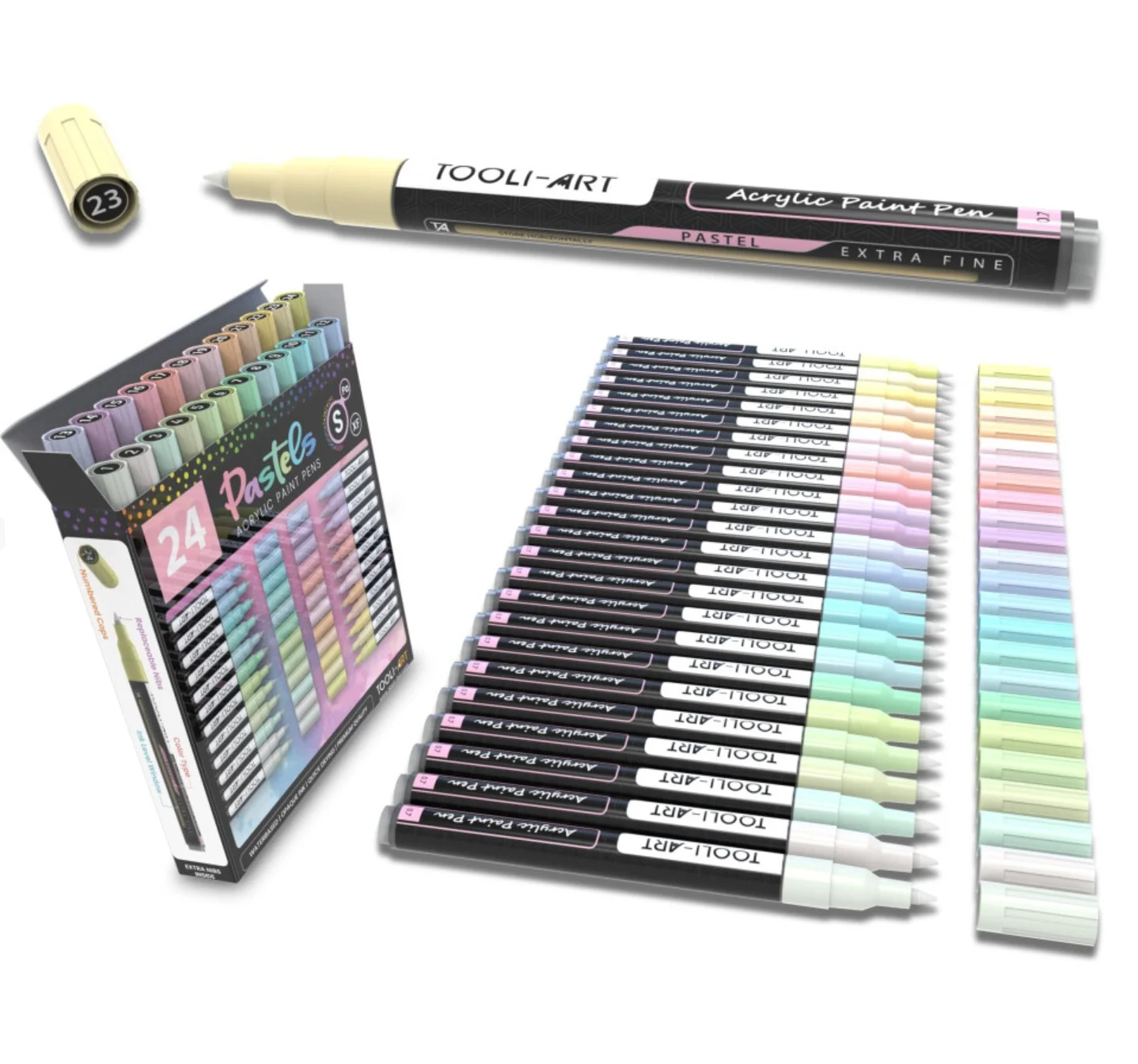 TOOLI Acrylic Marker Set Pastel 24 Colors EF 0.7mm