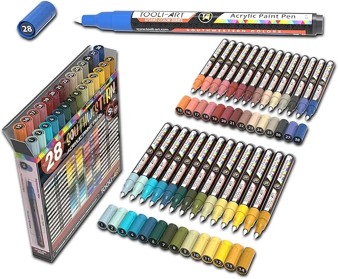 TOOLI Acrylic Marker Set Southwestern 28 Colors EF 0.7mm