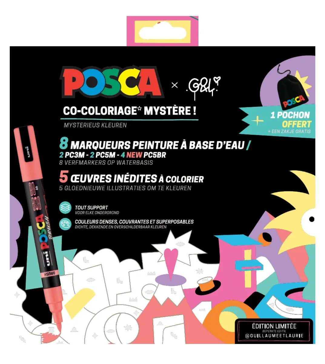 Uni Posca Markers PC3M en PC5M Set 8 Stuk Mysterieus kleuren