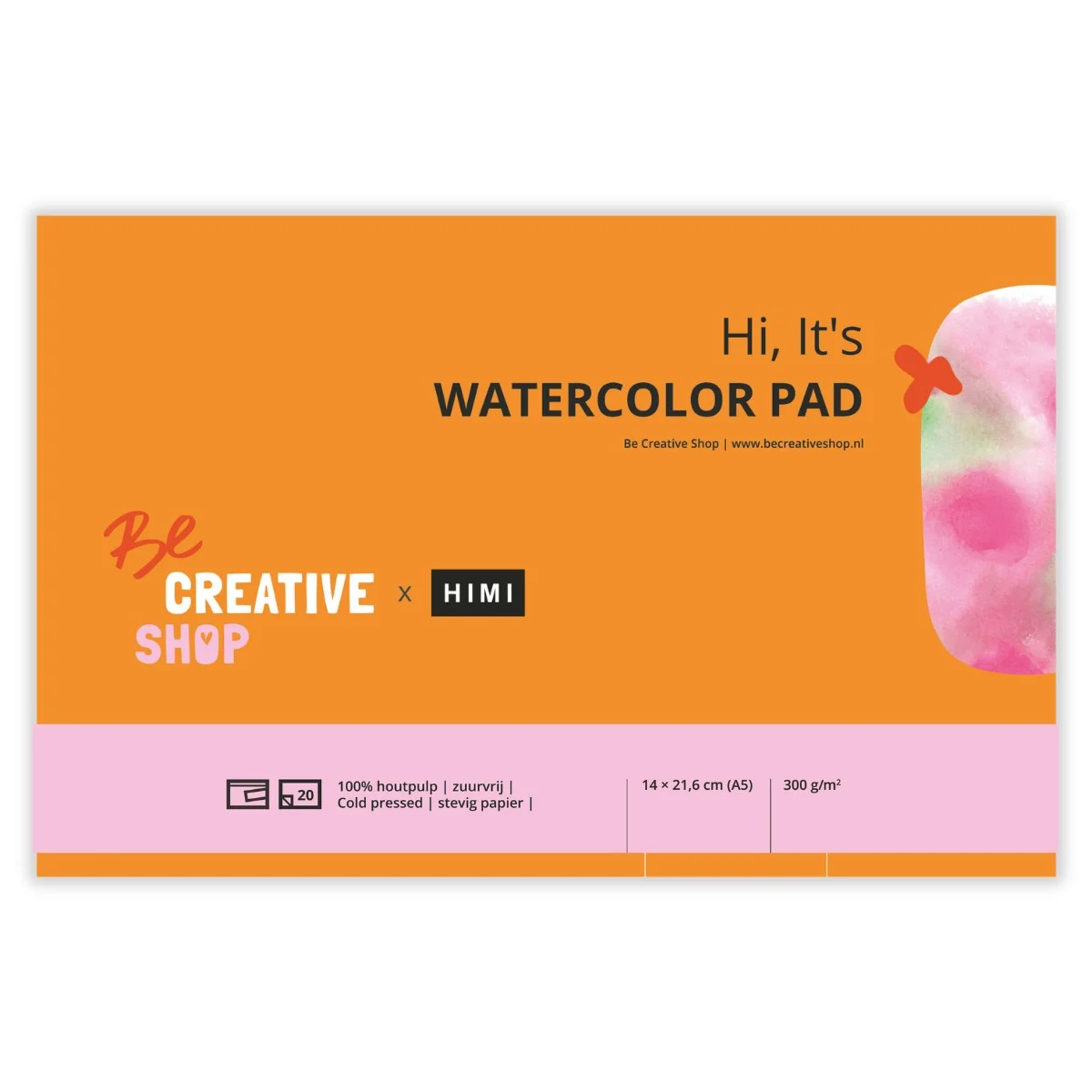 Julia Anna Jes Be Creative shop X HIMI Aquarelpapier blok A5 - 300 grams - 20 vellen wit - Afbeelding 1