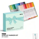 ARRTX 24 kleuren Acrylic Marker Coloring Kit – Beginner Set - Inclusief 8 exclusieve kleurplaten