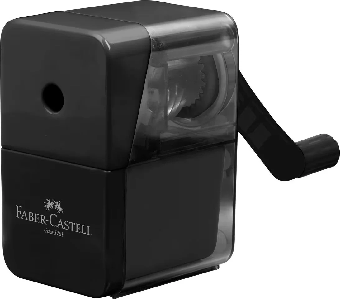 Faber-Castell puntenslijper tafelmodel geschikt voor potloden tot 8,4mm rond, driekant en zeskantig - Zwart