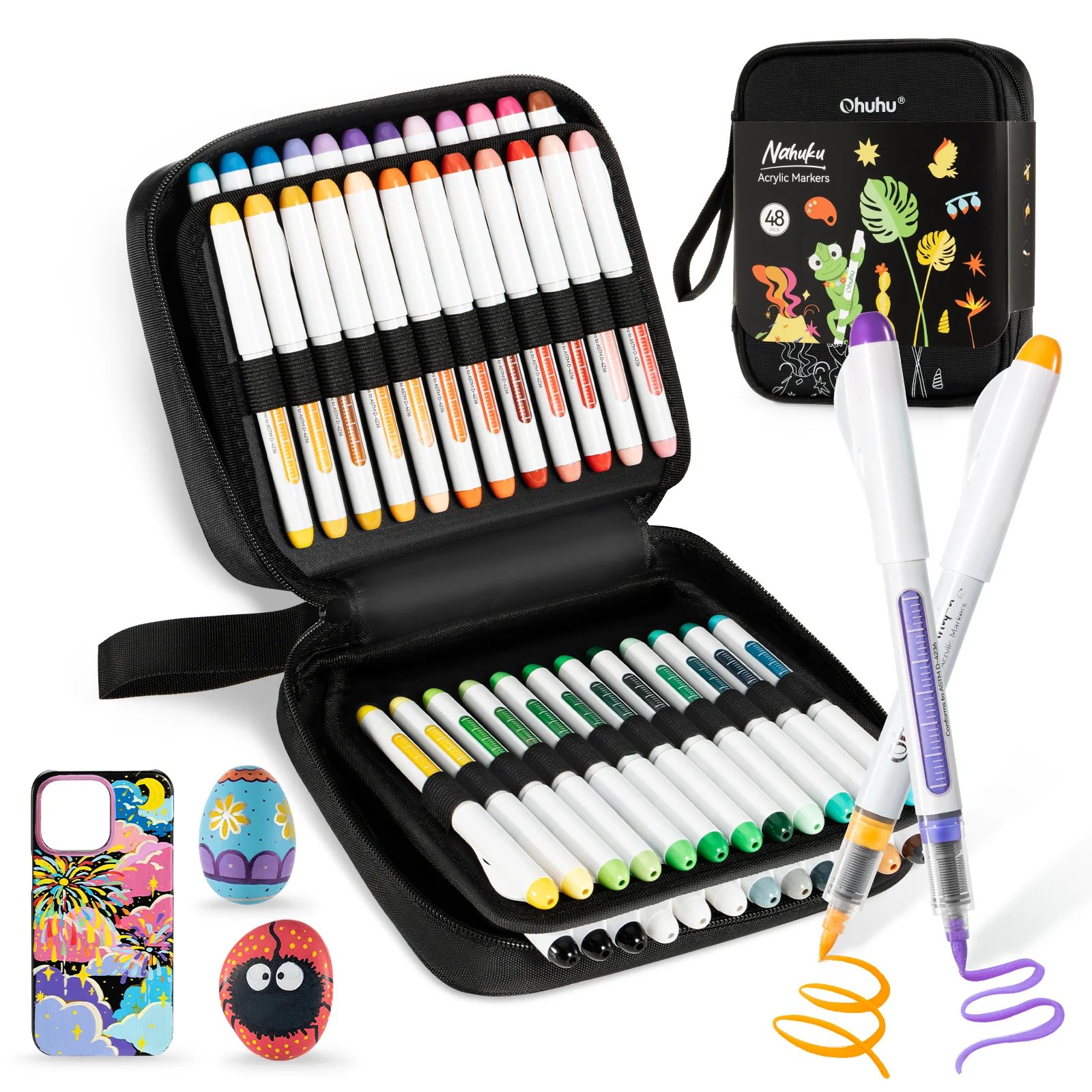 Ohuhu Direct-ink Acrylic Brush Markers Nahuku 48 kleuren