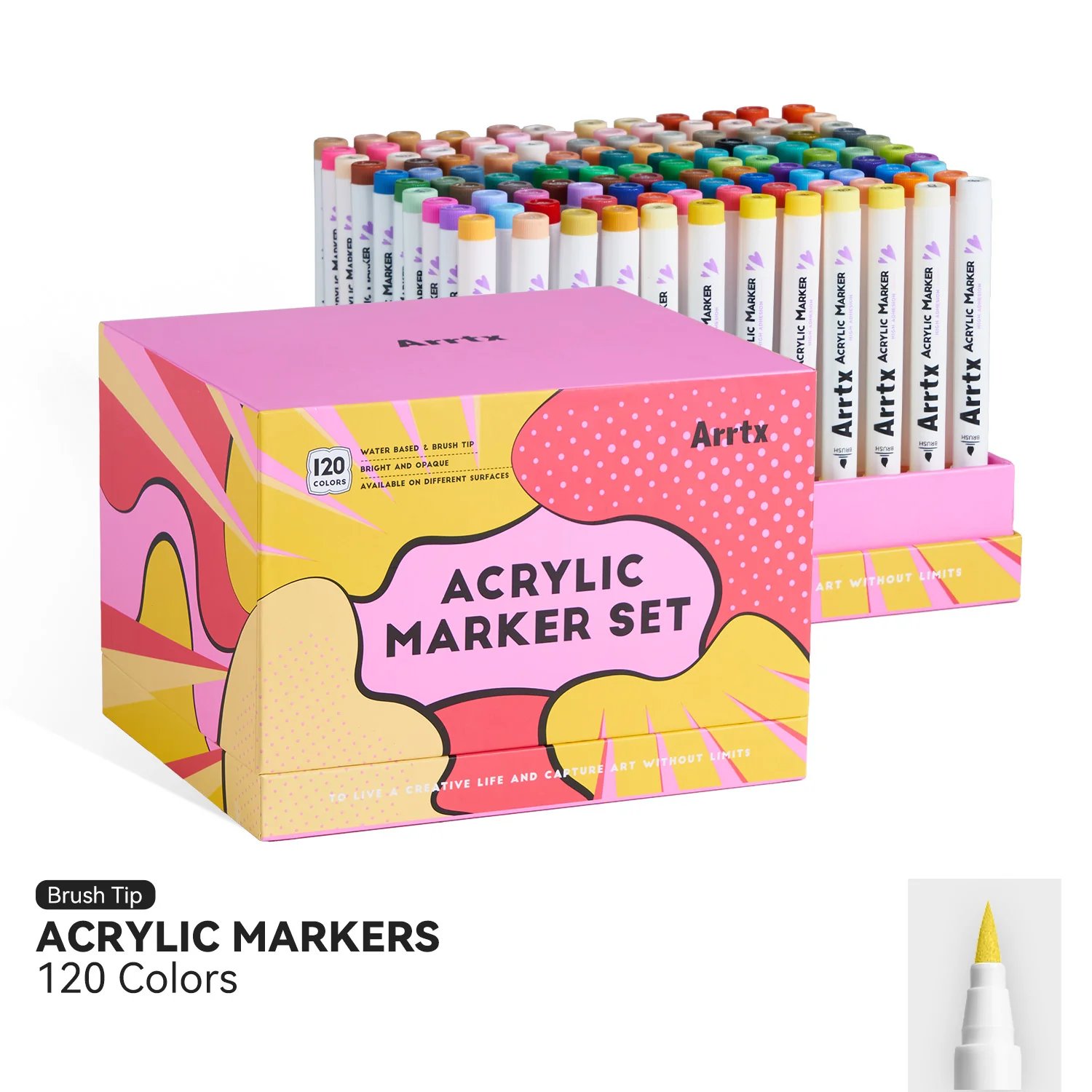 Arrtx Acrylmarkers Paint Brush Tip Markers 120 kleuren 120A
